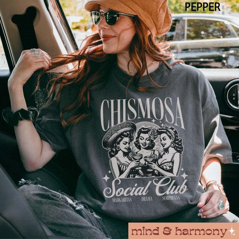Chismosa Social Club Shirt, Latina Chisme Tee Mexicana Gift Latinx Funny Tshirt Hispanic Trendy Retro Mexican Margarita...