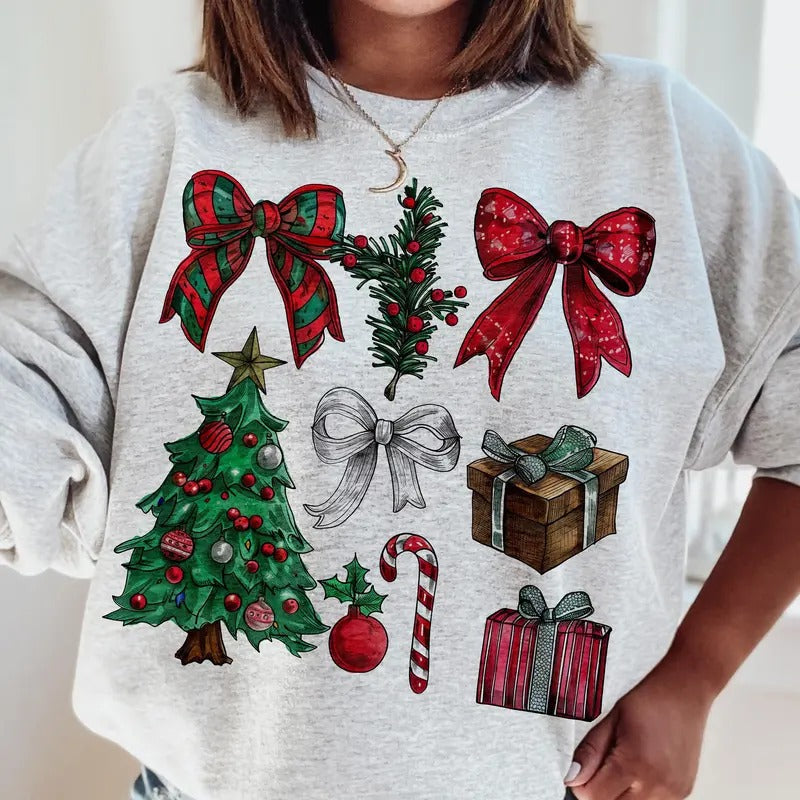 Christmas Coquette Bow Shirt, Christmas Season, Christmas girly , Retro Christmas Shirt , Christmas 2025 Hoodie, Sweatshirt