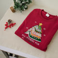 Christmas Embroidered Sweatshirt for Book Lovers - Unisex Loose Fit - Pullover, Fabric T-Shirts, Hoodie | ZylaModa.com