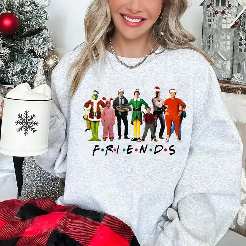 Christmas Friends Sweatshirt, Christmas Movies Shirt, Christmas Movie Watching Sweatshirt, Retro Christmas Sweater,...