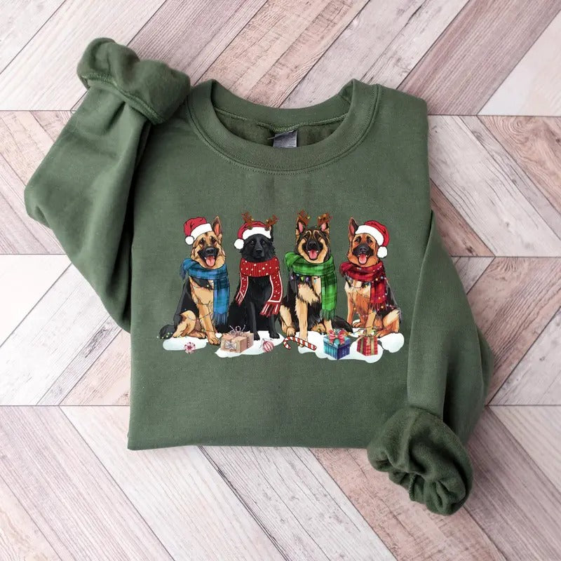 Christmas German Shepherd Sweatshirt, Christmas Dog Shirt, German Shepherd Shirt, German Shepherd Mom Shirt, Dog Lover...