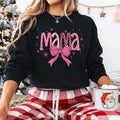 Christmas Mama Sweatshirt, Coquette Bow Christmas Mama Claus Shirt - Fabric, Pullover Hoodie | ZylaModa.com