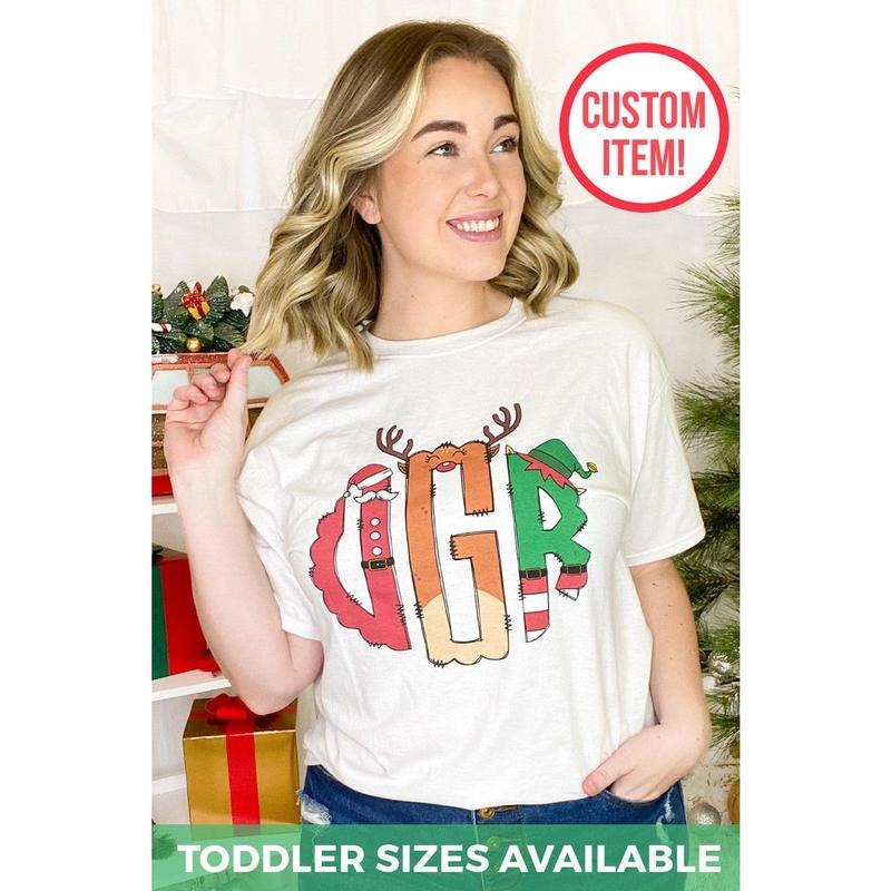 Christmas Monogram T-Shirt Hoodie, Sweatshirt | ZylaModa.com