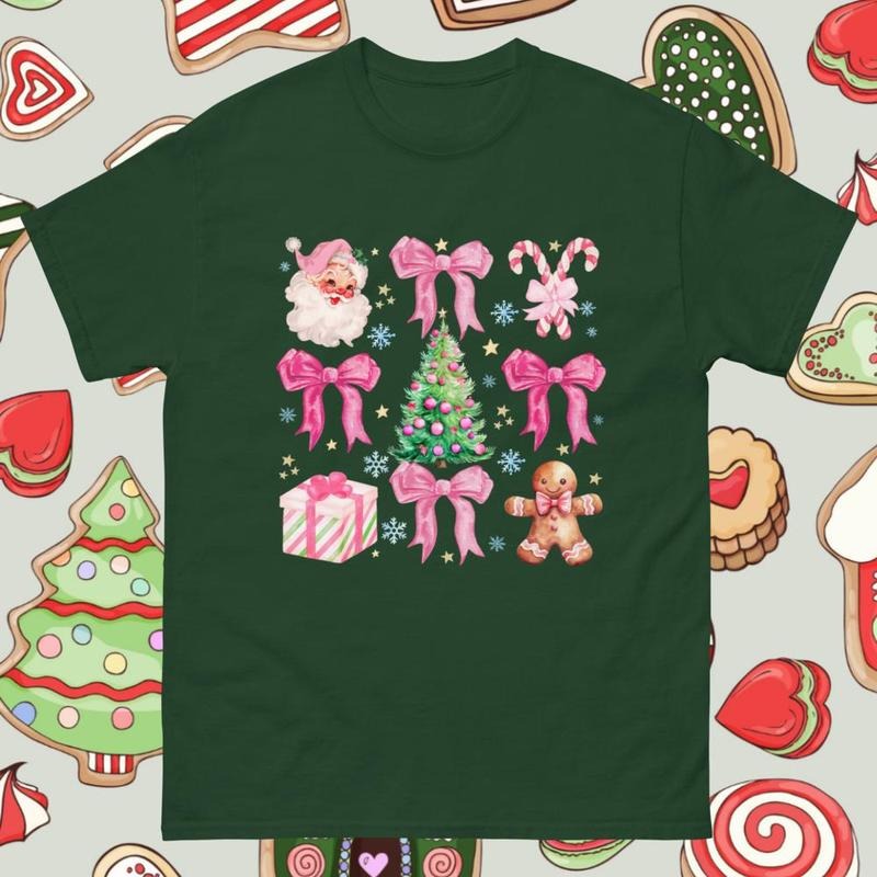 Christmas Pink Coquette Graphic Gildan Christmas Tshirt
