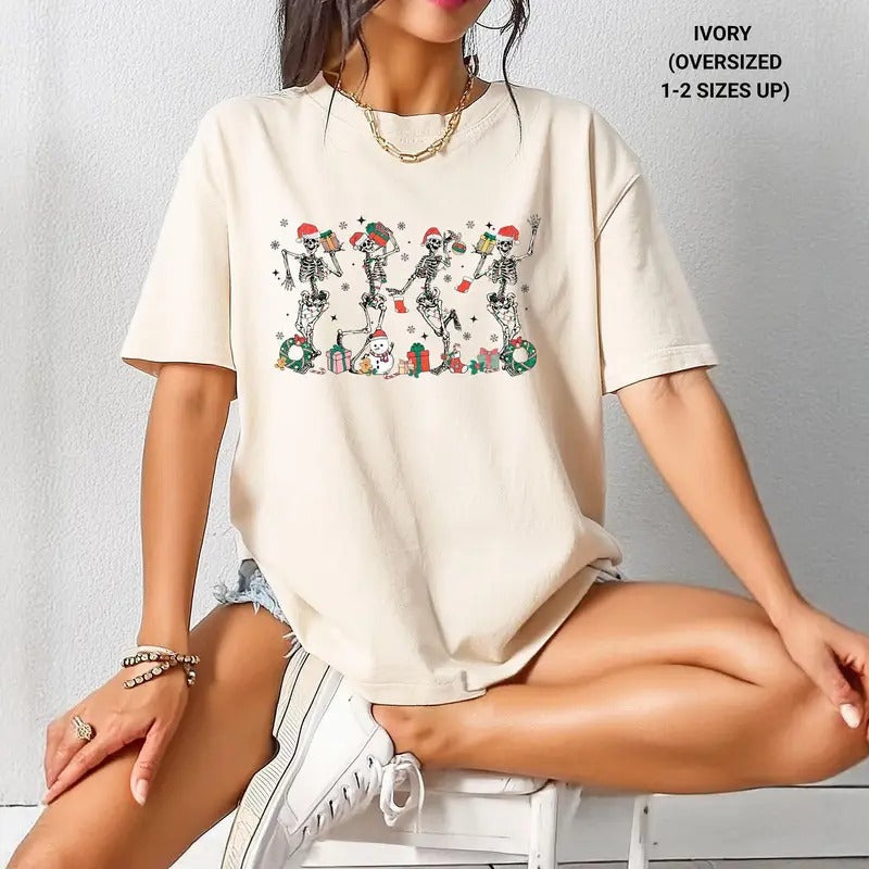 Christmas Shirt Dancing Skeleton T-shirt Fun Xmas Shirt Retro Christmas Shirt Fun Holiday Tee Vintage Style Christmas...