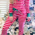 Christmas Stripe Pajama Set - Tween T-Shirts, Hoodie, Sweatshirt | ZylaModa.com