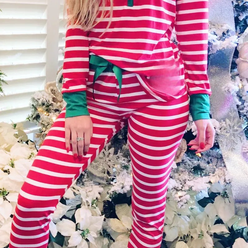Christmas Stripe Pajama Set - Tween T-Shirts, Hoodie, Sweatshirt | ZylaModa.com
