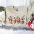 Christmas Tree Cake Coffee, Christmas Coffee Lover Sweatshirt, Women Sweatshirt, Gift For Women, Peppermint Iced Latte...