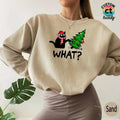 Christmas Tree Sweatshirt,Funny New Year Cat Sweatshirt,Minimalist What ,New Year Gift for Pet Owner,,Cat Mom T...