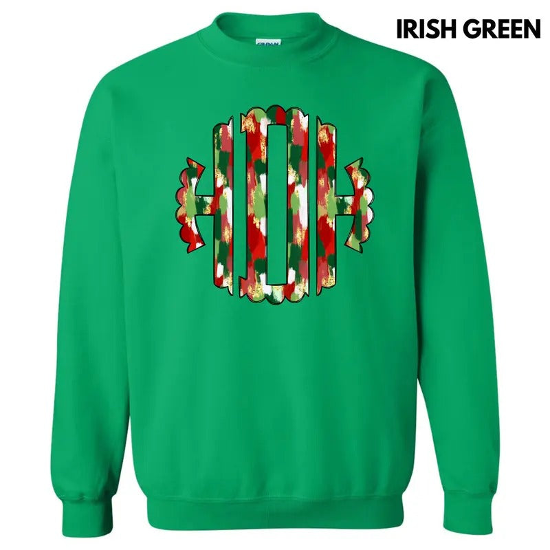 Christmas Watercolor Monogram Sweatshirt 'NLB' T-Shirts, Hoodie | ZylaModa.com