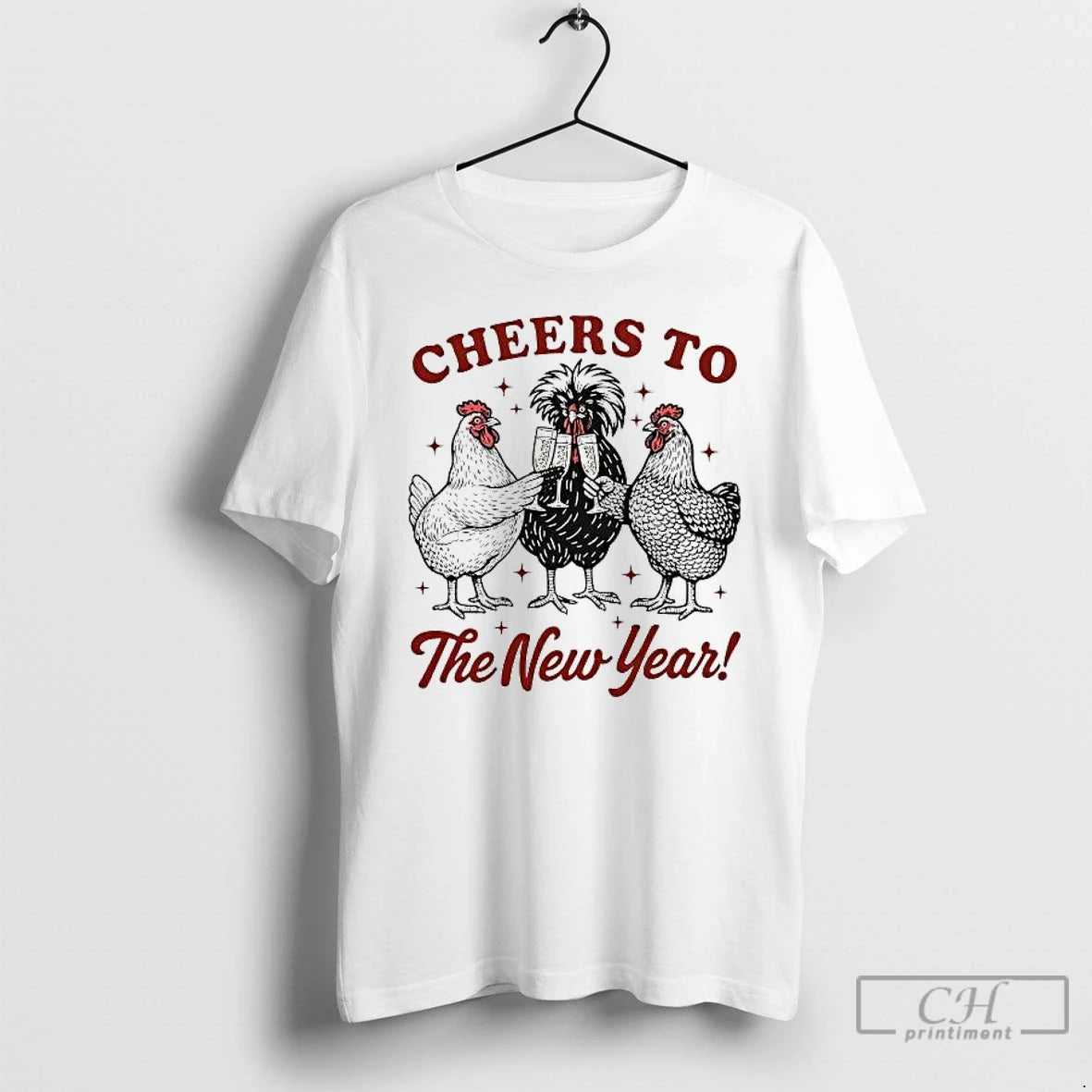 Classic Chicken Cheers To The New Year T-Shirts, Hoodie, Sweatshirt | ZylaModa.com