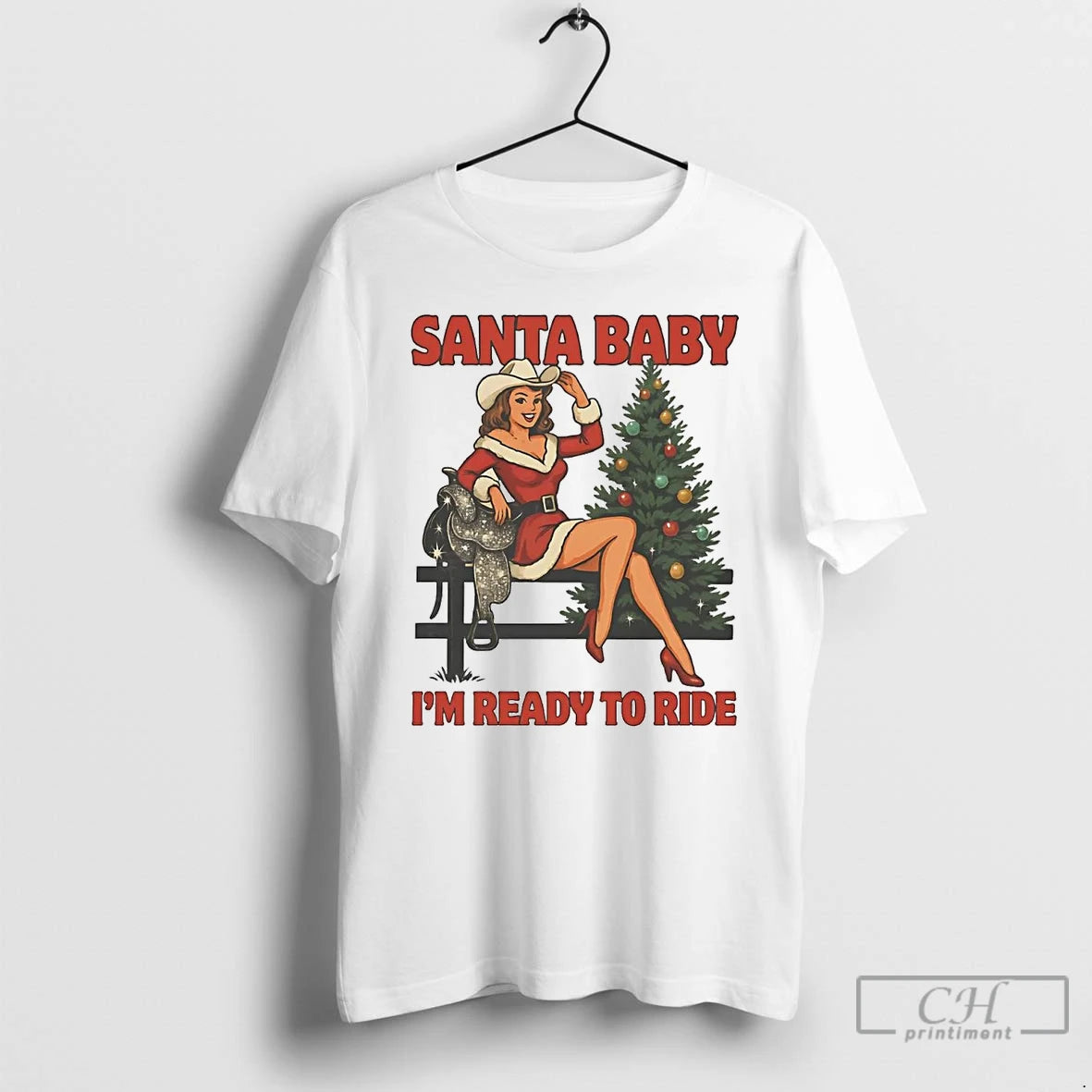 Classic Cowgirl Santa Baby Im Ready To Ride Christmas T-Shirts, Hoodie, Sweatshirt | ZylaModa.com