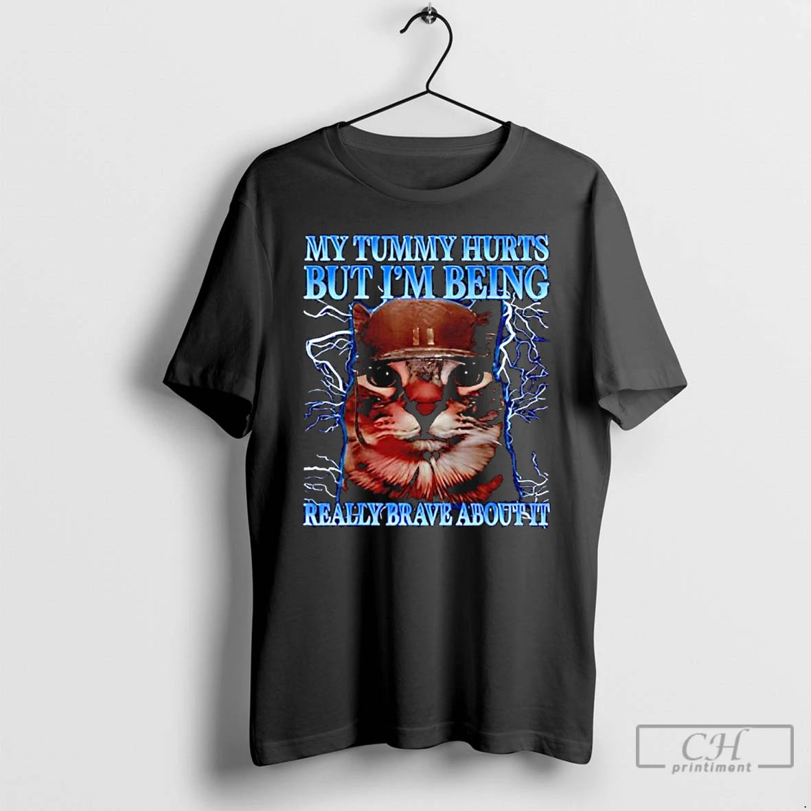 Classic Funny Cat Humor Saying My Tummy Hurts Cat Meme Quote T-Shirts, Hoodie, Sweatshirt | ZylaModa.com