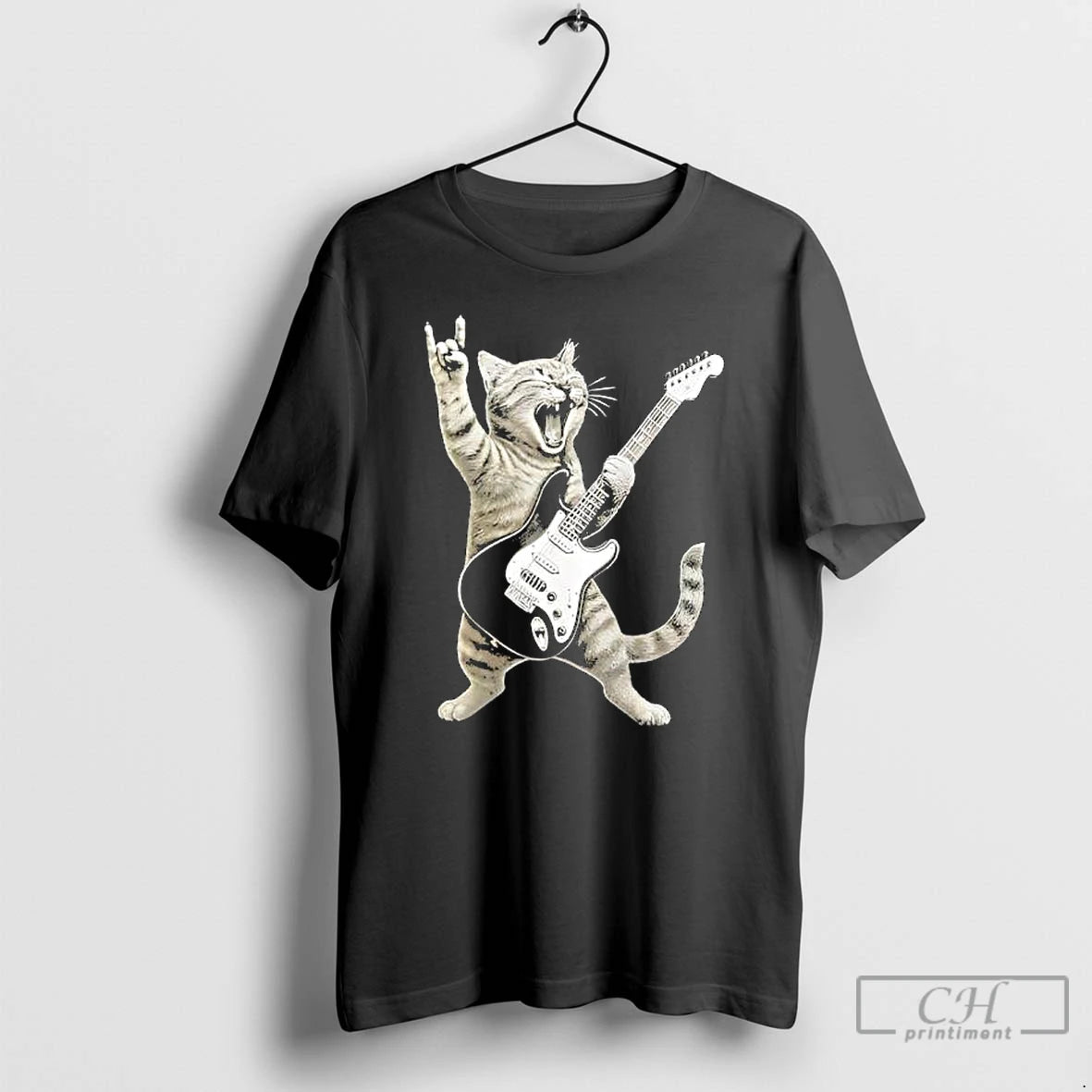 Classic Funny Cat Playing Guitar Rock And Roll T-Shirts, Hoodie, Sweatshirt | ZylaModa.com