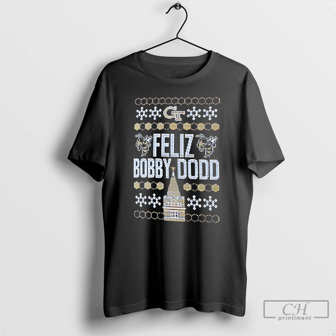 Classic Georgia Tech Yellow Jackets Feliz Bobby Dodd Ugly Christmas T-Shirts, Hoodie, Sweatshirt | ZylaModa.com