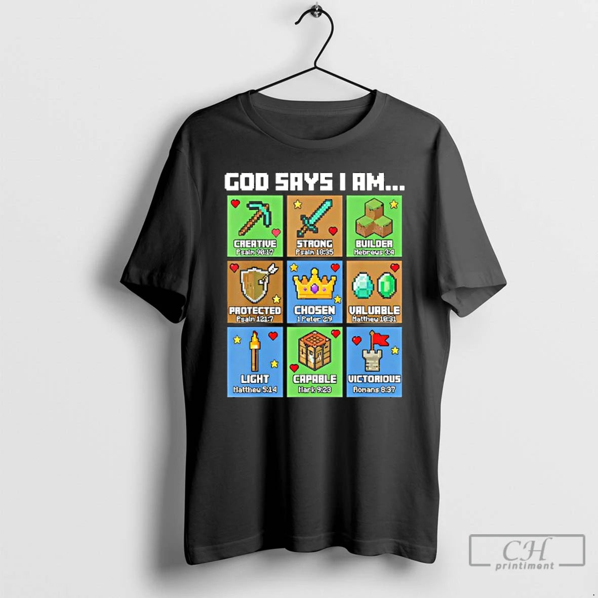 Classic God Says I Am Bible Verses Pixel Art Christian Gamer Boys T Shirts Sweater Hoodie, Sweatshirt | ZylaModa.com
