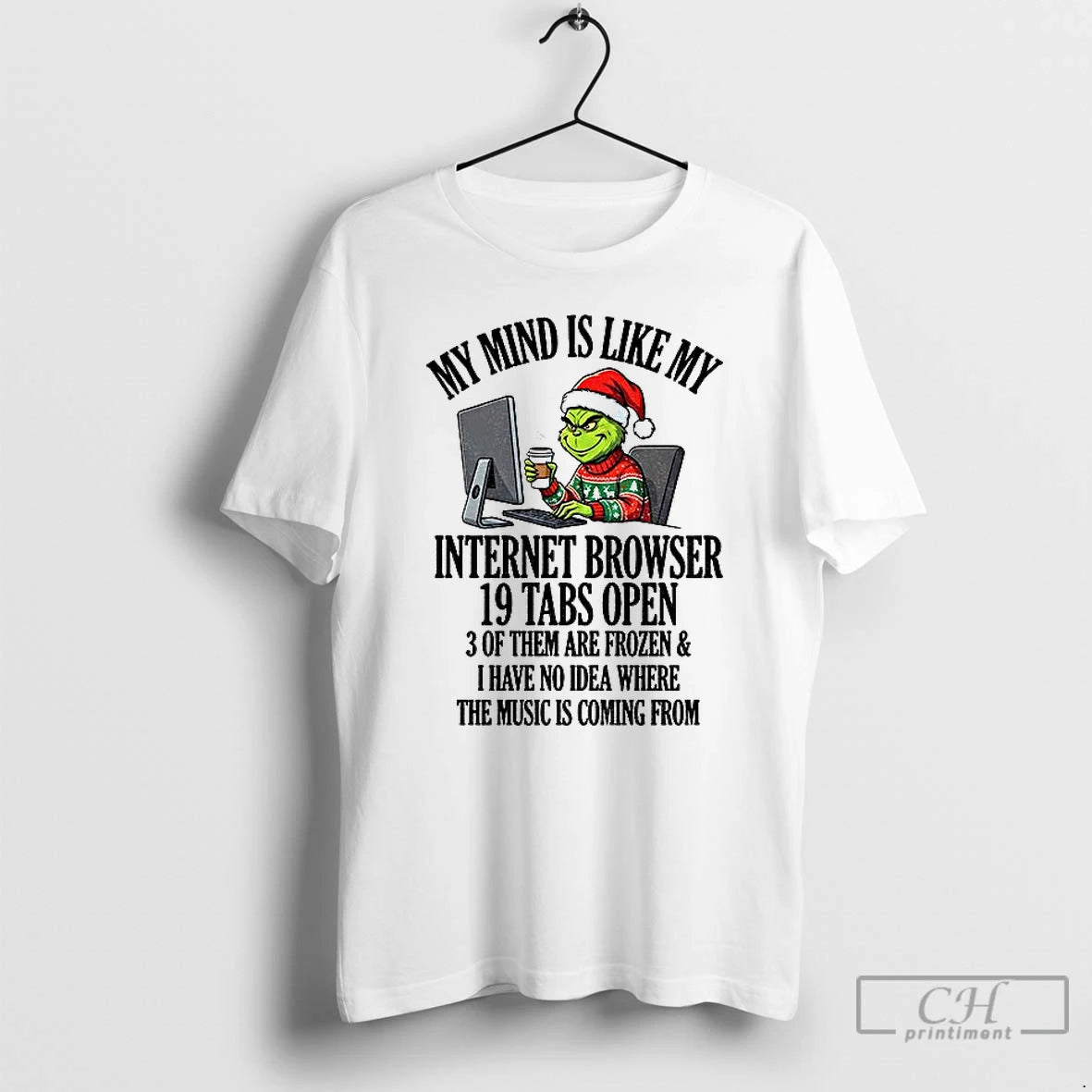 Classic Grinch Santa My Mind Is Like My Internet Browser 10 Tabs Open 3 Of T-Shirts, Hoodie, Sweatshirt | ZylaModa.com