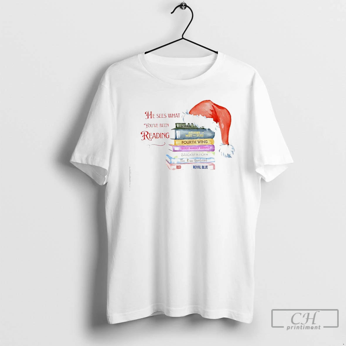 Classic He Sees What Youre Been Reading Spicy Santa T-Shirts, Hoodie, Sweatshirt | ZylaModa.com