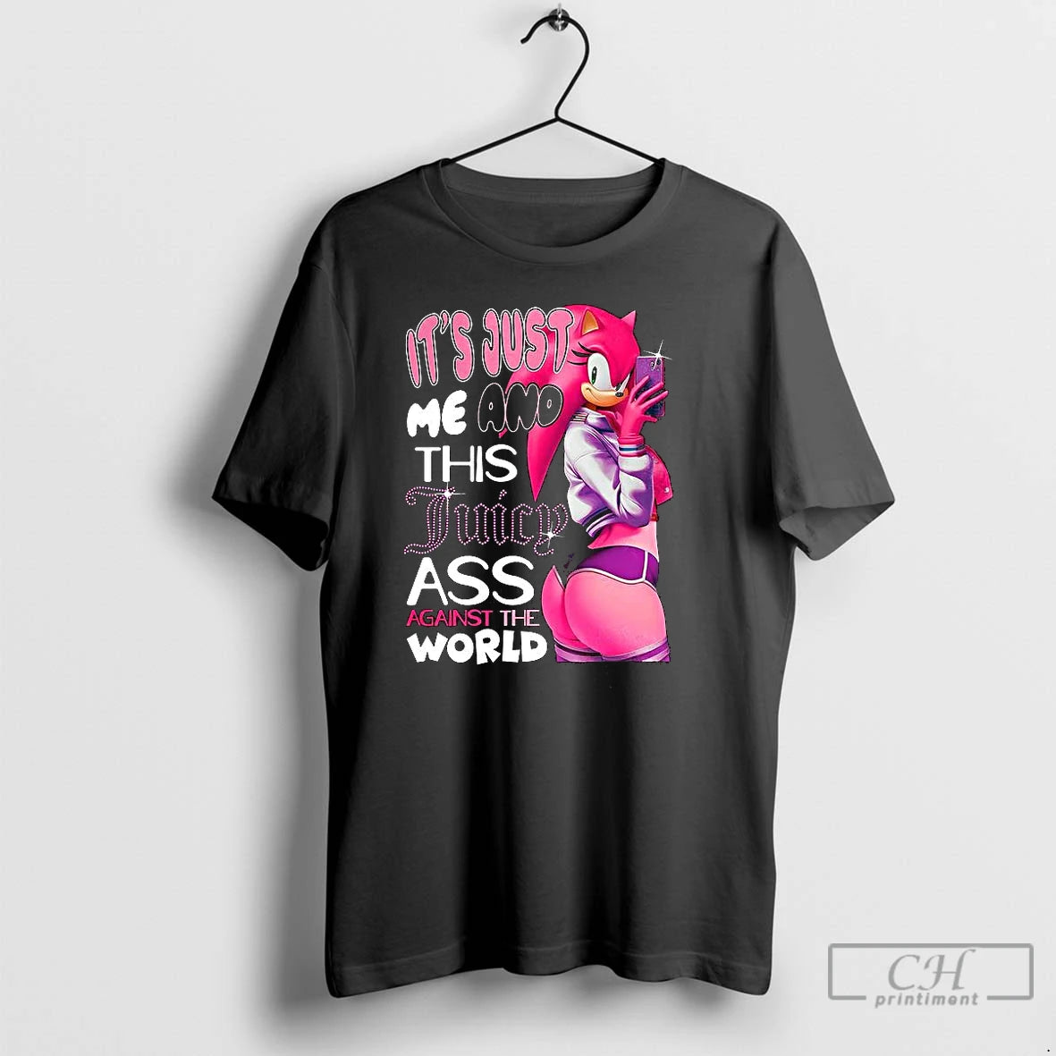 Classic Its Just Me And This Juicy Ass Against The World Pink Hedgehog T Shirts Hoodie, Sweatshirt | ZylaModa.com