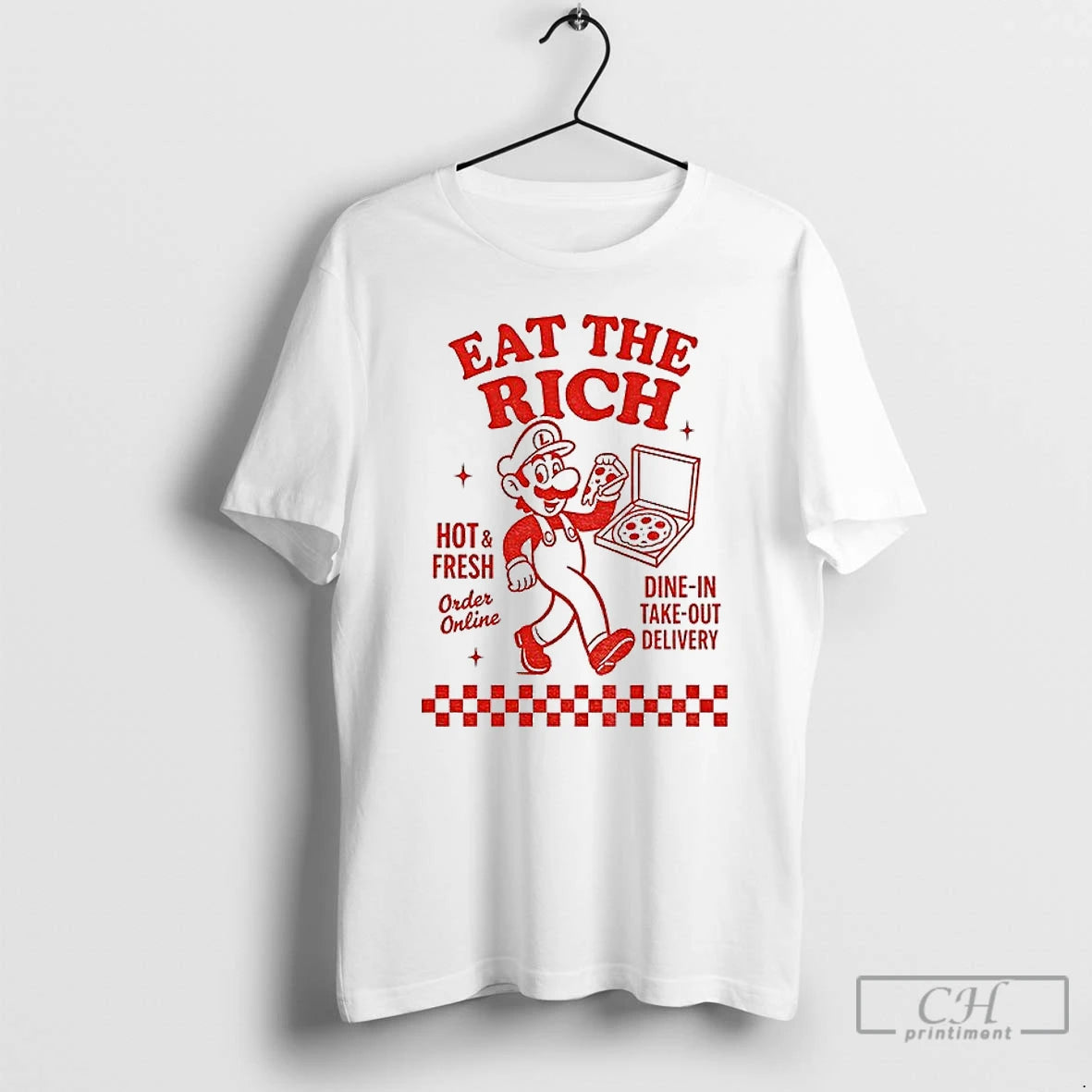 Classic Luigi Pizza Eat The Rich Hot An Fresh Dine In Take Out Delivery T-Shirts, Hoodie, Sweatshirt | ZylaModa.com