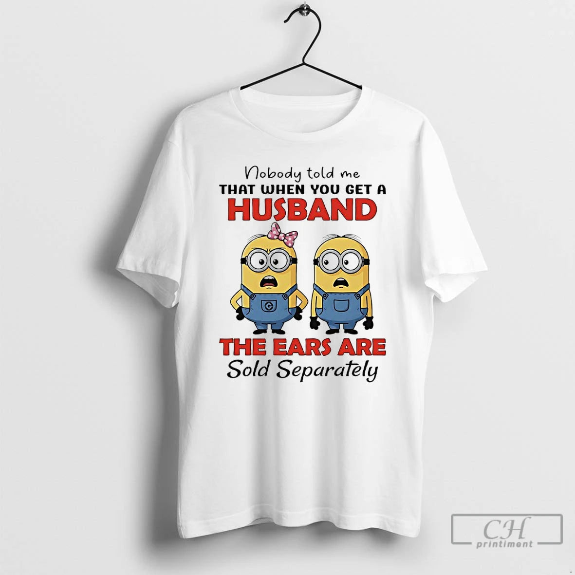 Classic Minions Couple Nobody Told Me That When You Get A Husband The Ears Are T-Shirts, Hoodie, Sweatshirt | ZylaModa.com