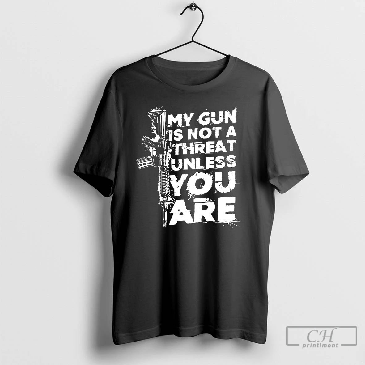 Classic My Gun Is Not A Threat Unless You Are Letter T-Shirts, Hoodie, Sweatshirt | ZylaModa.com