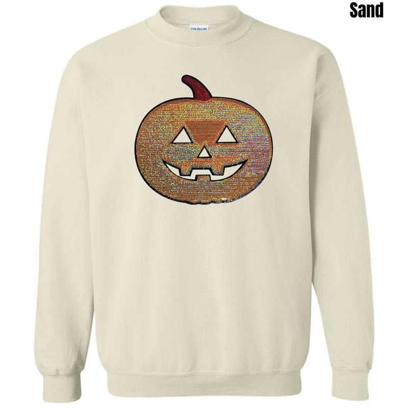 Classic Pumpkin Sequin Patch Sweatshirt T-Shirts, Hoodie | ZylaModa.com
