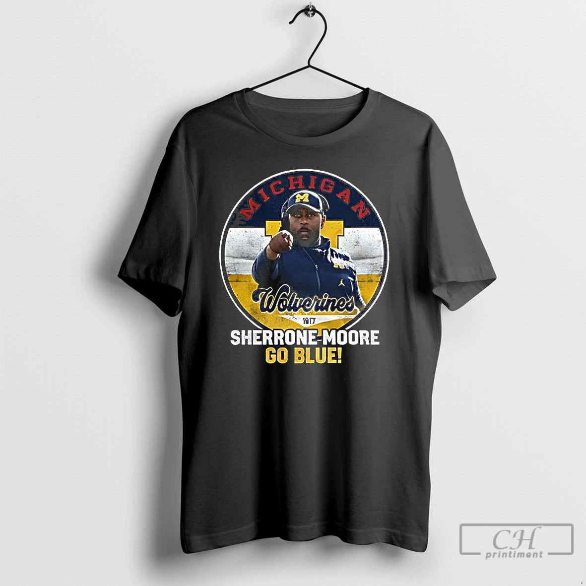 Classic Sherrone Moore Michigan Wolverines Football Go Blue Coach Circular Frame T-Shirts, Hoodie, Sweatshirt | ZylaModa.com