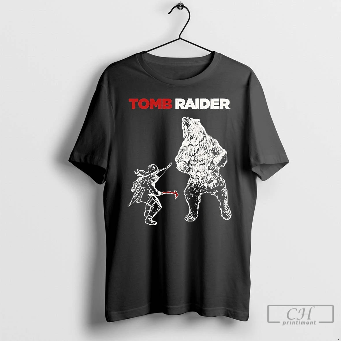 Classic Tomb Raider Lara Vs Bear T-Shirts, Hoodie, Sweatshirt | ZylaModa.com