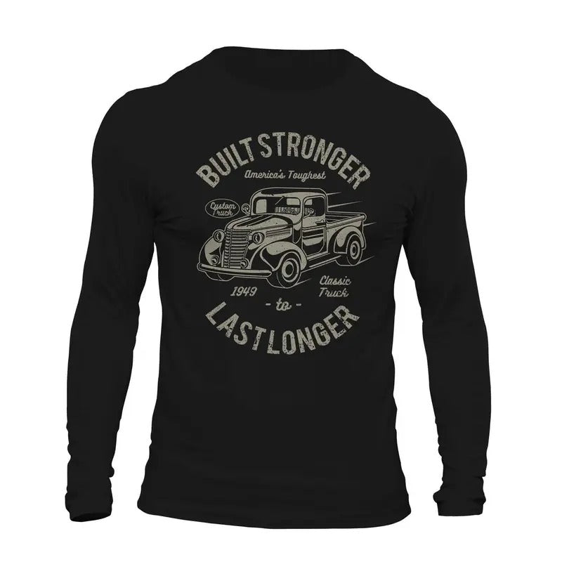Classic Truck 1949 Built Stronger Last Longer Long Sleeve Men's T-Shirt Casual Cotton Hoodie, Sweatshirt | ZylaModa.com