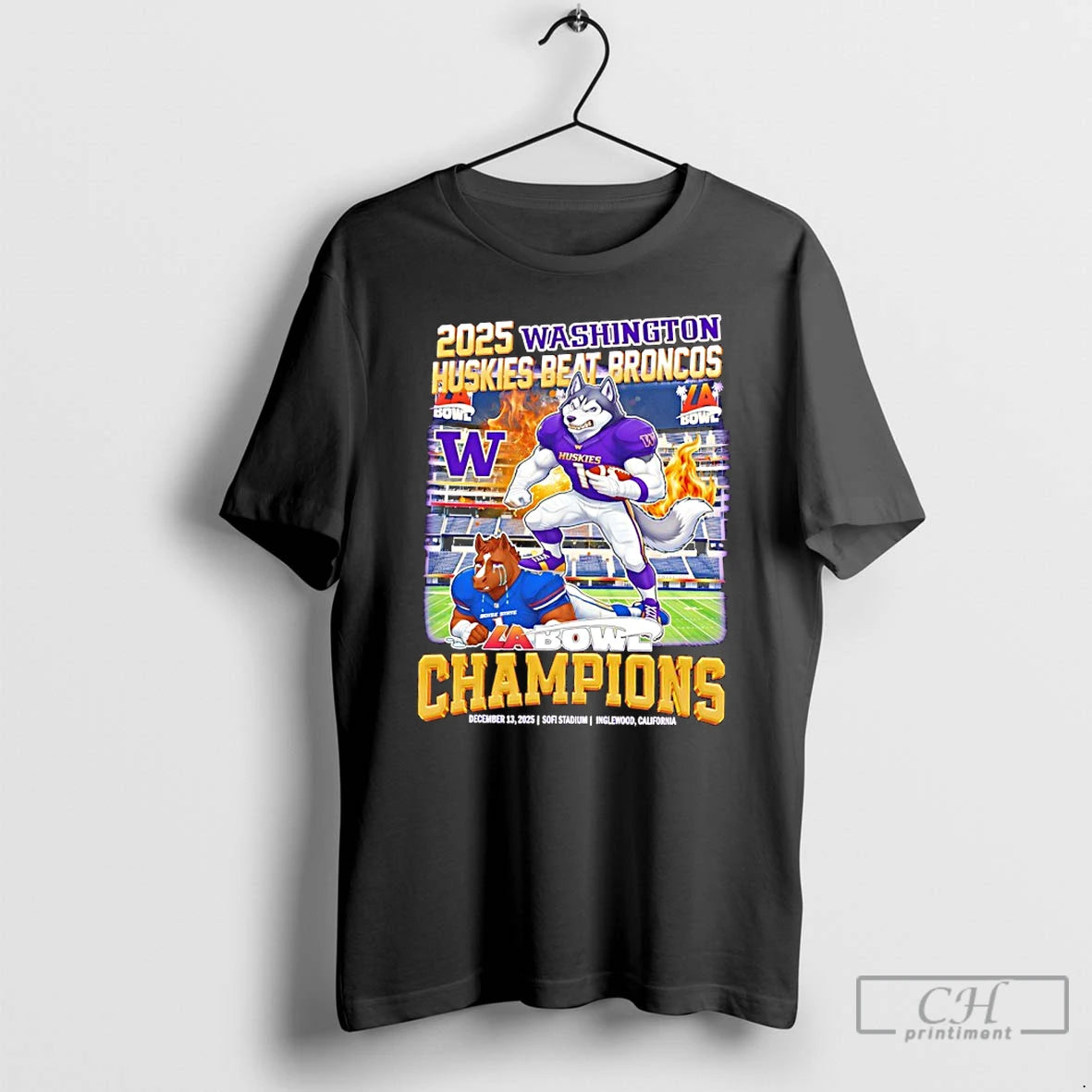 Classic Washington Huskies Beat Broncos 2025 La Bowl Champions Mascot T-Shirts, Hoodie, Sweatshirt | ZylaModa.com