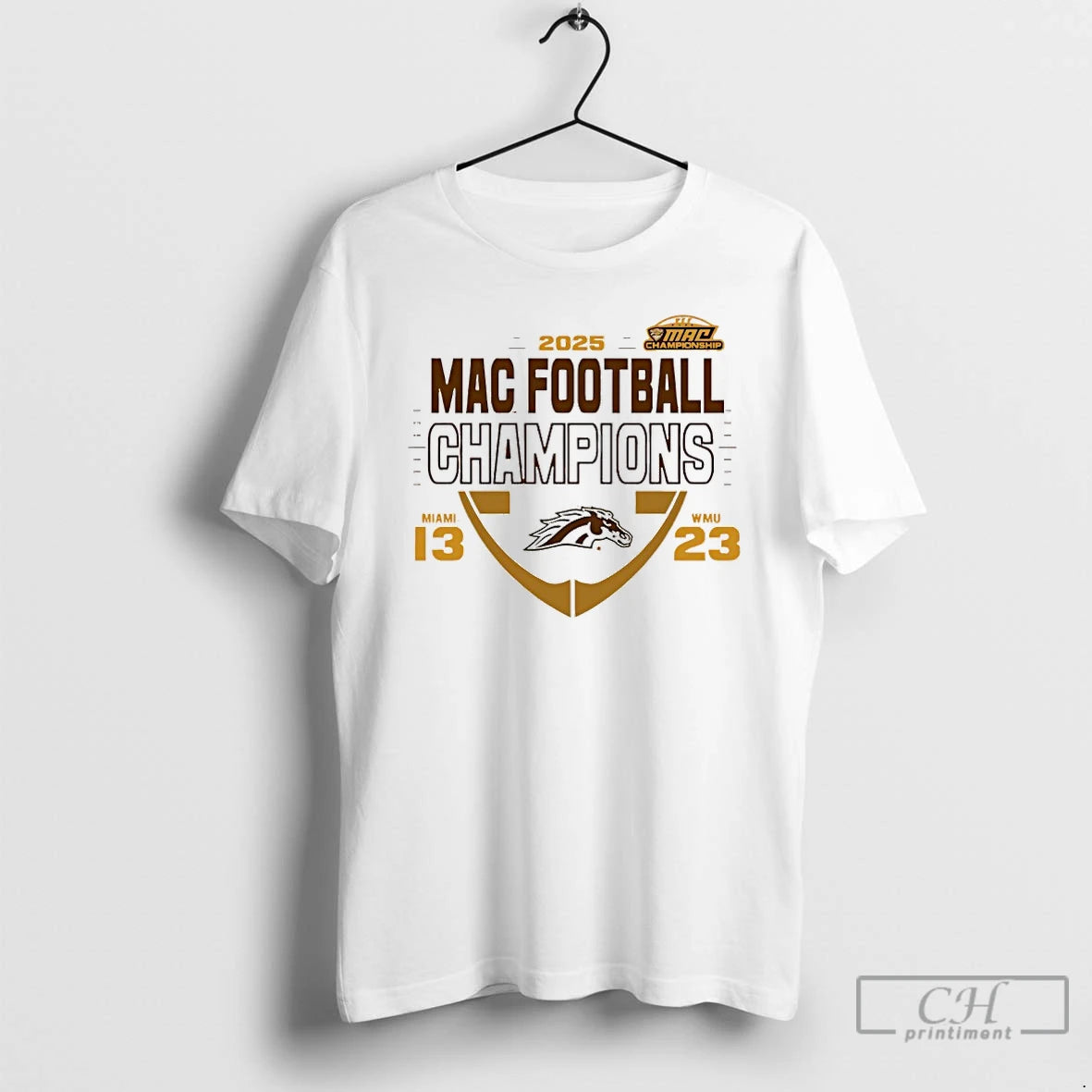 Classic Western Michigan Broncos 2025 Mac Football Champions 13 23 Score T-Shirts, Hoodie, Sweatshirt | ZylaModa.com