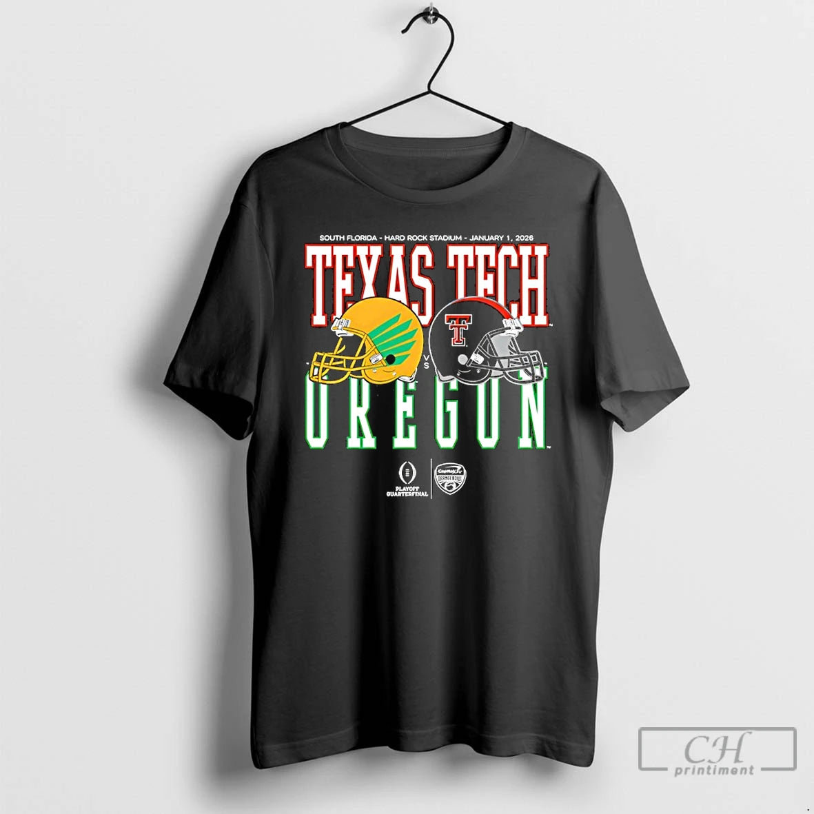 Classic Apital One Orange Bowl 2026 Oregon Vs Texas Tech Helmet Matchup T Shirts Sweater Hoodie, Sweatshirt | ZylaModa.com