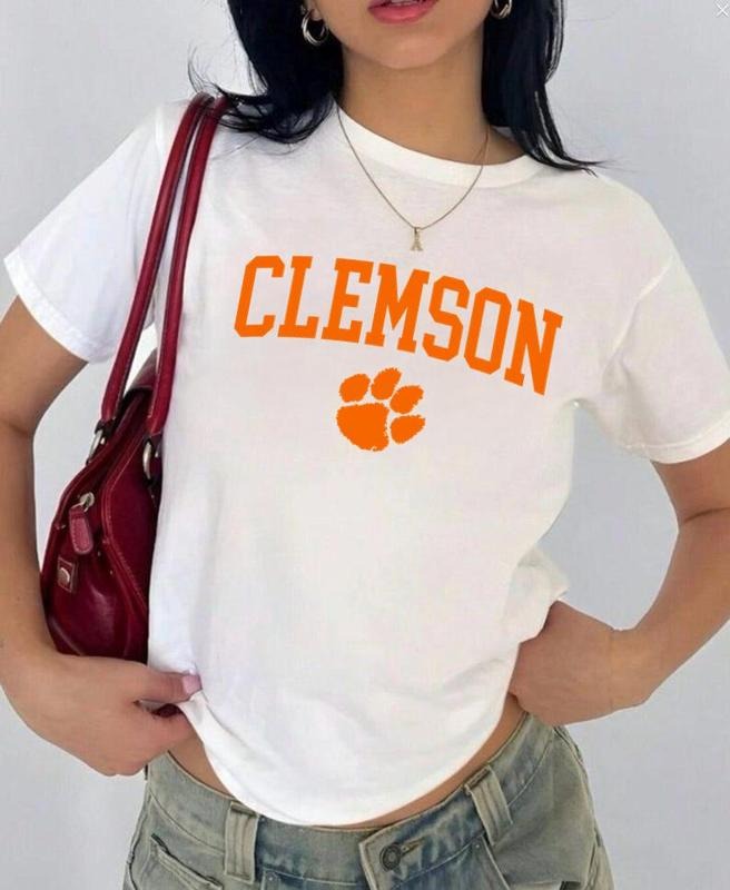Clemson Vintage Sport Teams NCAA Collection Unisex Crewneck Black Baby Tee, Graphic Team Collection Baby Tee, Gift For...