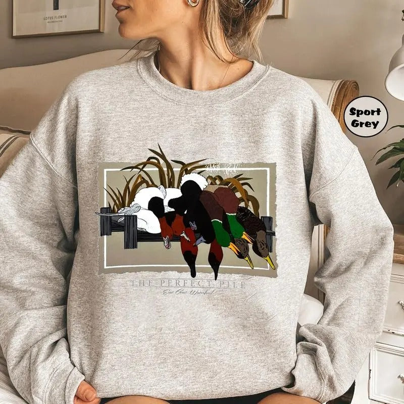 Coastal Perfect Pile Duck Sweatshirt, Camo Duck Hunting Sweater For Men And Women Cotton Fit T-Shirts, Hoodie | ZylaModa.com