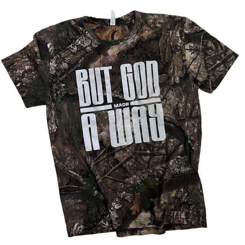 CodeFive But God Made a Way Camo Tee - Unisex Summer Graphic T-Shirt with Direct to Film Print for Comfortable Everyday...