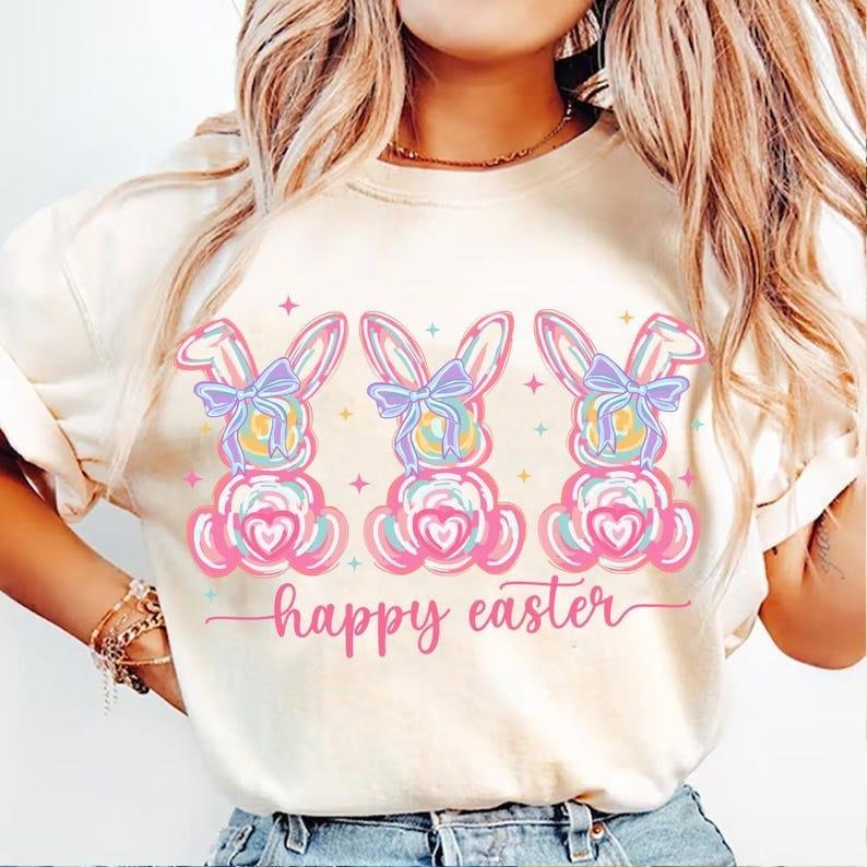 Colorful Easter Bunny Shirt-sweatshirt-hoodie, Happy Easter sweatshirt, Easter Brushstroke hoodie, Spring sweatshirt,...