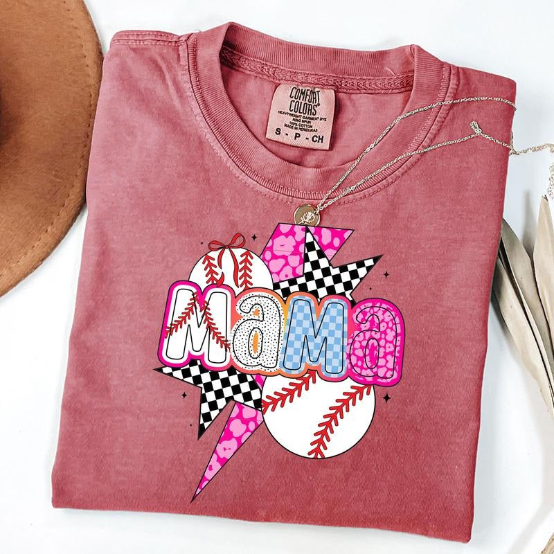 Comfort Colors Baseball Mama Tee, Checkered Baseball Mama Shirt, Baseball Game Day T-Shirt Hoodie, Sweatshirt | ZylaModa.com