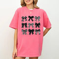 Comfort Colors Black Checkered Bow Shirt, Dark Coquette Bow Graphic T-shirt, Black Ribbons Unhinged Shirt, Halloween...