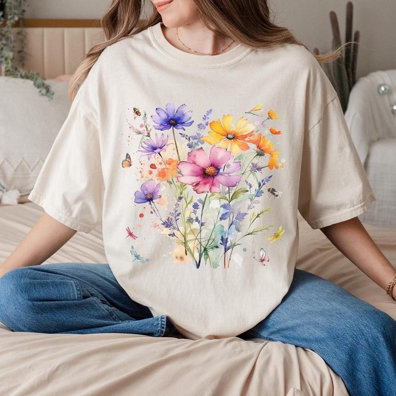 Comfort Colors Boho Cottagecore Tshirt, Vintage Pressed Flowers Shirt, Boho Cottagecore , Botanical floral , Garden lover...