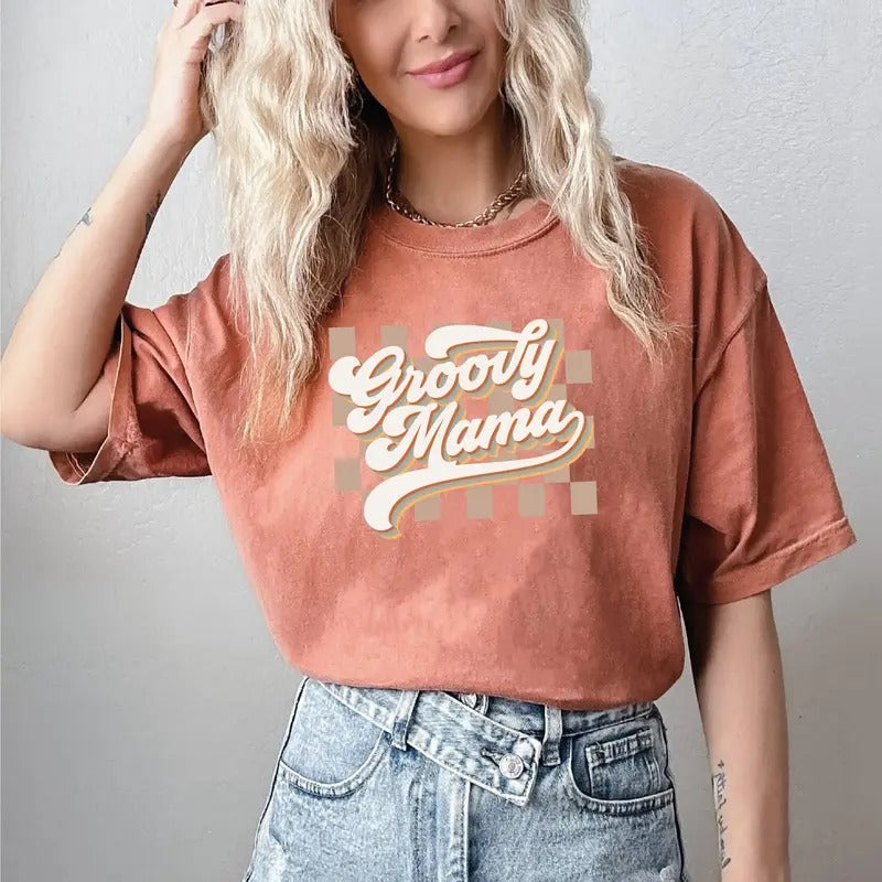 Comfort Colors Checkered Mama Shirt Retro Mama Shirt Mothers Day Gift Mom Life Shirt Motherhood Shirt Mom Sweatshirt Mom...