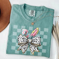 Comfort Colors Coquette Easter Shirt Bow Bunny Ears Brushstroke Bunny Shirt Rabbit Tee Checkered Easter Gift Glitter...