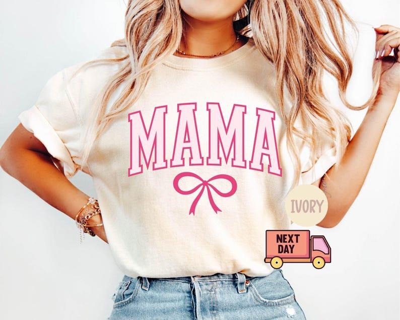 Comfort Colors Coquette Mama Shirt, Coquette Bow T-shirt for Mom, Mothers Day Gift, Girly Mama Outfit Hoodie, Sweatshirt