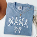 Comfort Colors Floral Mama Shirt, Coquette Bow Mama T-Shirt, Chinoiserie Style Mama Tee, Pregnancy Announcement Gift for...