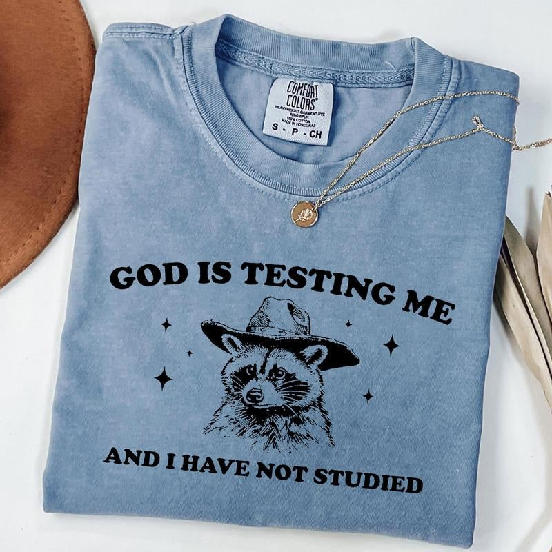 Comfort Colors God Is Testing Me and I Have Not Studied Shirt, Graphic Tee, Meme Shirt, Unisex T-Shirt Hoodie, Sweatshirt