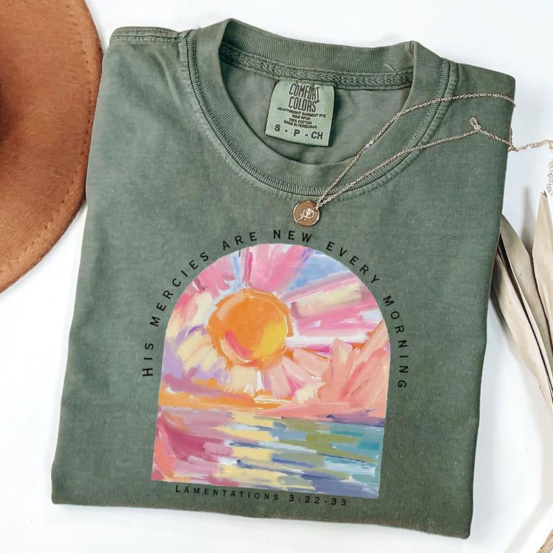 Comfort Colors His Mercies Are New Every Morning Shirt, Religious Shirt, Christian Shirt, Faithful Tee, Bible Verse Tee,...