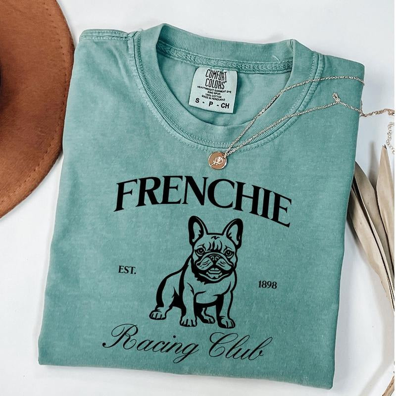 Comfort Colors Retro Frenchie Racing Club Shirt, French Bulldog Social Club T-Shirt, Funny Dog Shirt, Frenchie Mom Gift,...