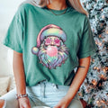 Comfort Colors Retro Glitter Pastel Santa Women's Short Sleeve Graphic T-Shirt