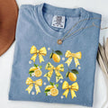 Comfort Colors Retro Lemon Coquette Bow Shirt, Cute Lemon Floral T-Shirt, Lemonade Tee Hoodie, Sweatshirt | ZylaModa.com