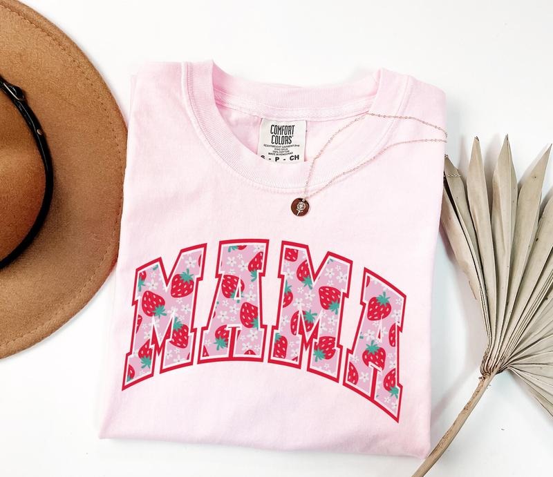 Comfort Colors Strawberry Mama T Shirt, Strawberry Mom Shirt, First Mothers Day Gift For Mama Tshirt, Baby Announcement...